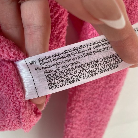 Zara Cropped Knit Crochet Trim Button Sweater Cardigan Pink Sz Small - Picture 8 of 8